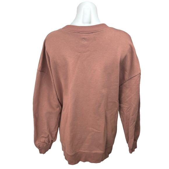 Wat. The Brand Brown Crew Neck Oversized Long Sleeve Pullover Sweater Top Size L - Picture 2 of 4